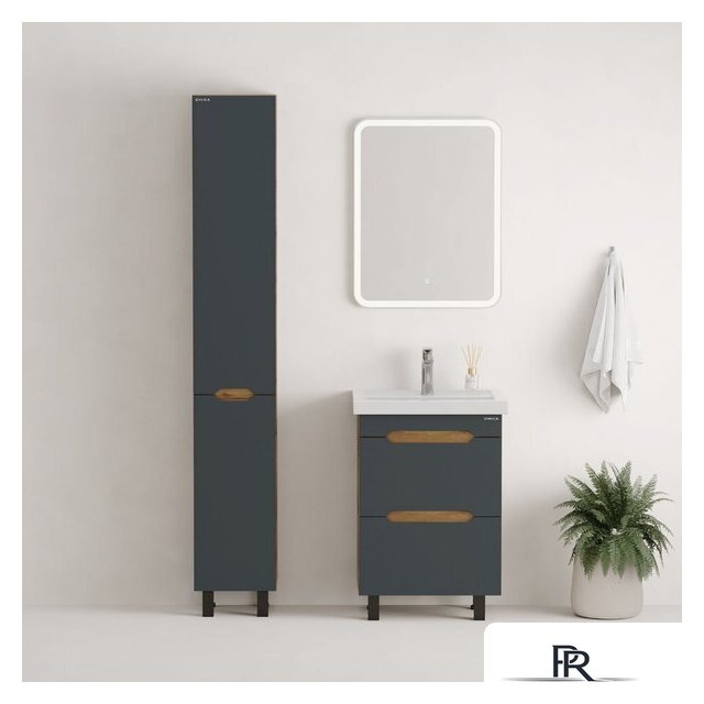  Onika Шкаф-пенал для ванной Айленд 30 403084 (графит/дуб крафт золотой) - Изображение №9 — Интернет-магазин ПроЗаказ