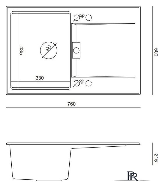 Кухонная мойка Quadron HQO7650U5_PVDG1 - Изображение №3 — Интернет-магазин ПроЗаказ