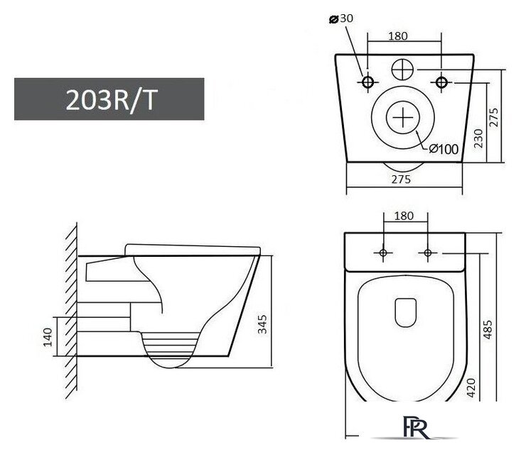 Унитаз подвесной Grado GD-W203T + TECE Kit 9400412 (с кнопкой смыва) - Изображение №10 — Интернет-магазин ПроЗаказ