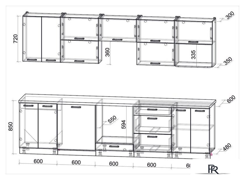 Готовая кухня Интерлиния Мила Лайт 3.0-ПМ2 (белый платинум/белый платинум/дуб бунратти) - Изображение №6 — Интернет-магазин ПроЗаказ