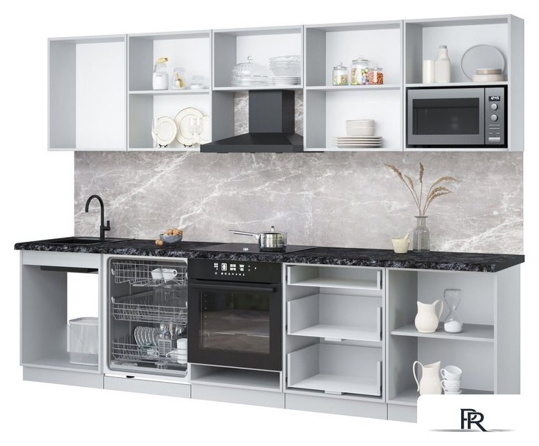 Готовая кухня Интерлиния Мила Лайт 3.0-ПМ2 (белый платинум/белый платинум/дуб бунратти) - Изображение №3 — Интернет-магазин ПроЗаказ