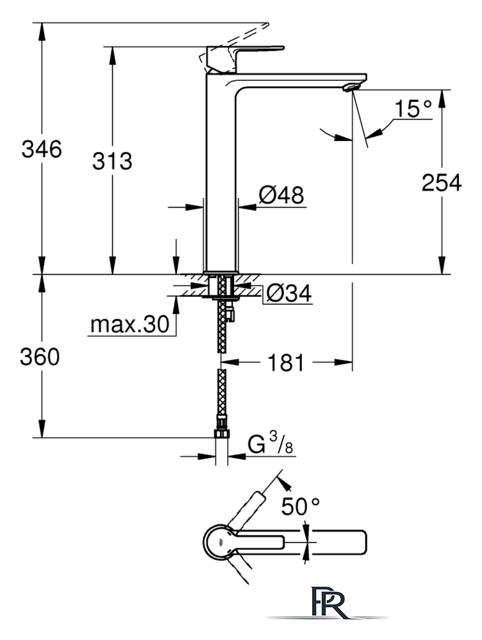 Смеситель Grohe Lineare XL-Size 23405001 - Изображение №2 — Интернет-магазин ПроЗаказ