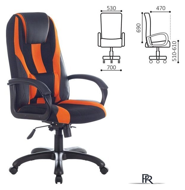 Игровое (геймерское) кресло Brabix Premium Rapid GM-102 532420 (черный/оранжевый) - Изображение №2 — Интернет-магазин ПроЗаказ