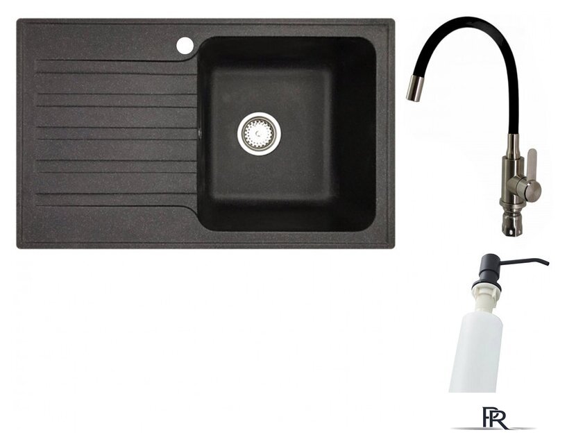 Кухонная мойка БелЭворс Styl R + смеситель W74004-2 + дозатор L405F (черный) - Изображение №1 — Интернет-магазин ПроЗаказ