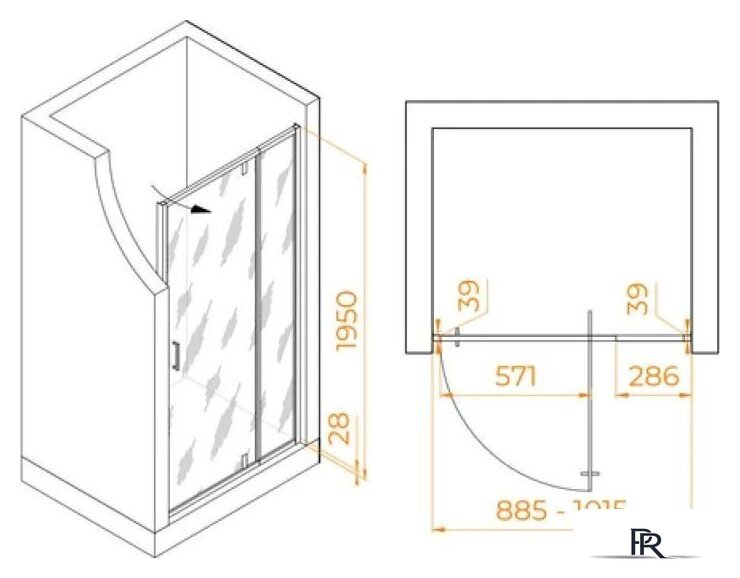 Душевая дверь RGW PA-008B 350800890-24 - Изображение №2 — Интернет-магазин ПроЗаказ