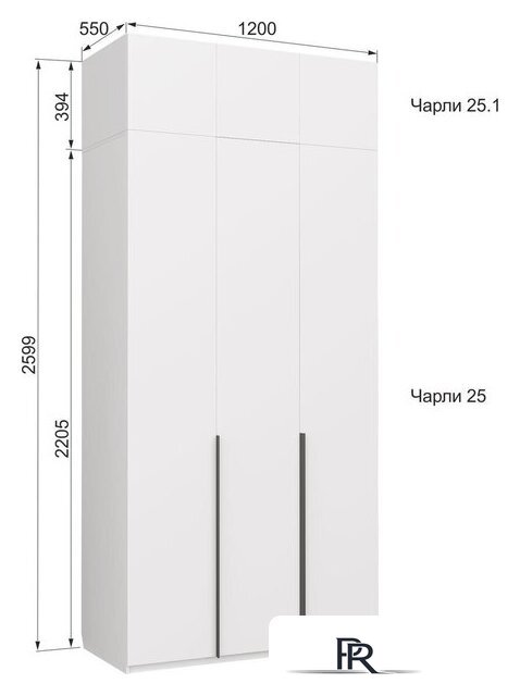 Шкаф распашной Аквилон Чарли №25.1 (белое сияние) - Изображение №8 — Интернет-магазин ПроЗаказ