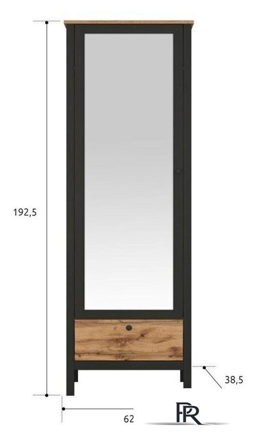 Шкаф распашной Black Red White Loft SZF1W1S/60 (дуб вотан/черный) - Изображение №3 — Интернет-магазин ПроЗаказ