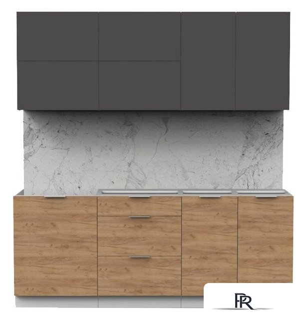 Готовая кухня Интермебель Микс Топ-35 2.0м без столешницы (графит серый/дуб крафт золотой) - Изображение №1 — Интернет-магазин ПроЗаказ