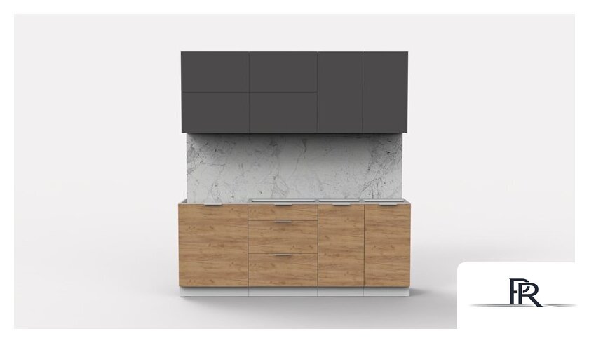 Готовая кухня Интермебель Микс Топ-35 2.0м без столешницы (графит серый/дуб крафт золотой) - Изображение №2 — Интернет-магазин ПроЗаказ