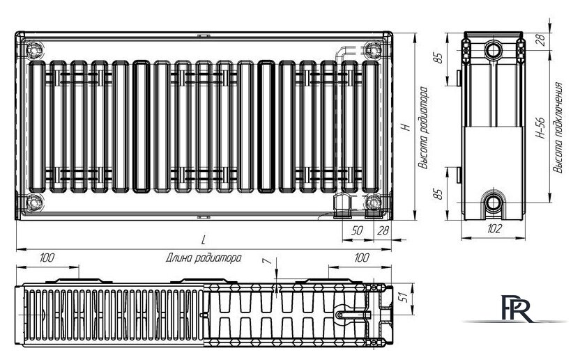 Стальной панельный радиатор Лидея ЛУ 22-508 500x800 - Изображение №4 — Интернет-магазин ПроЗаказ