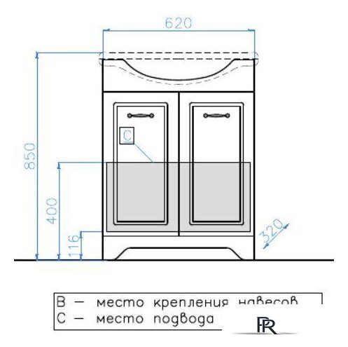  Style Line Тумба под умывальник Олеандр-2 65 (для классической раковины) - Изображение №7 — Интернет-магазин ПроЗаказ