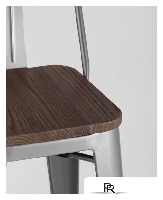 Стул Stool Group Tolix со спинкой YD-H765E-W YG-15 (серебристый матовый/темное дерево) - Изображение №9 — Интернет-магазин ПроЗаказ