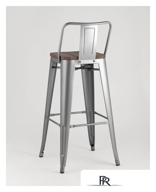 Стул Stool Group Tolix со спинкой YD-H765E-W YG-15 (серебристый матовый/темное дерево) - Изображение №5 — Интернет-магазин ПроЗаказ
