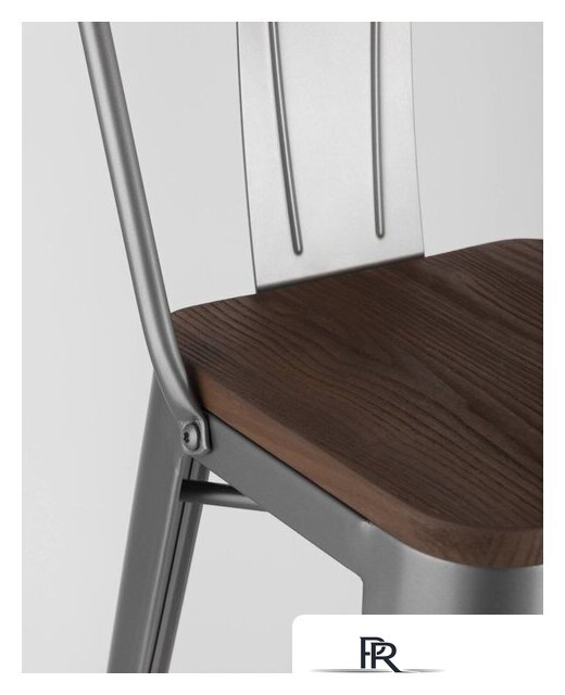 Стул Stool Group Tolix со спинкой YD-H765E-W YG-15 (серебристый матовый/темное дерево) - Изображение №8 — Интернет-магазин ПроЗаказ