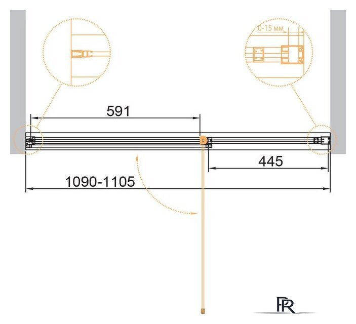 Душевая дверь Cezares URBAN-B-12-110-C-CR - Изображение №2 — Интернет-магазин ПроЗаказ