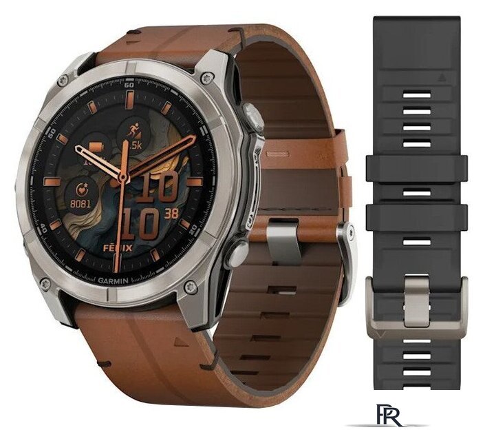 Умные часы Garmin Fenix 8 Sapphire 51мм (титановый, каштановый кожаный ремешок) - Изображение №1 — Интернет-магазин ПроЗаказ