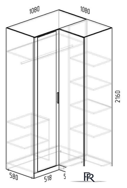 Шкаф распашной Интермебель Марсель 1 зеркало МР-12 (дуб крафт золотой) - Изображение №4 — Интернет-магазин ПроЗаказ