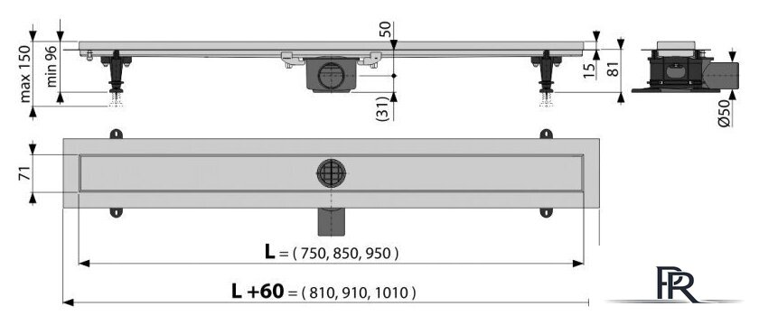 Трап/канал Alcaplast APZ13-Double9-950 - Изображение №2 — Интернет-магазин ПроЗаказ