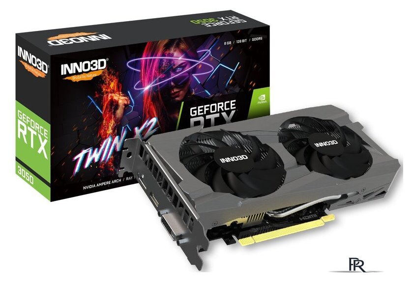 Видеокарта Inno3D GeForce RTX 3050 Twin X2 N30502-08D6-1711VA41 - Изображение №2 — Интернет-магазин ПроЗаказ