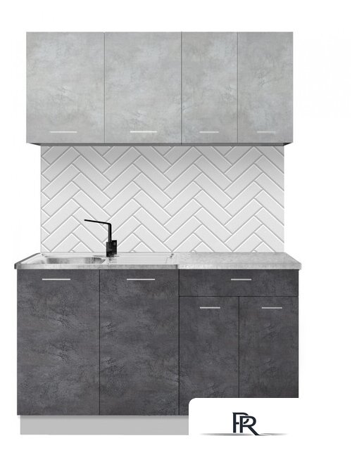 Готовая кухня Артём-Мебель Лана СН-113 без стекла 1.4 (бетон спаркс лайт/бетон спаркс) - Изображение №1 — Интернет-магазин ПроЗаказ