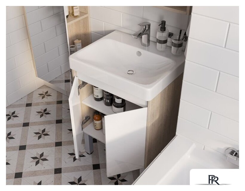  Акватон Тумба с умывальником Сканди Doors 55 1A2788K0SDB20 (белый/дуб верона) - Изображение №7 — Интернет-магазин ПроЗаказ