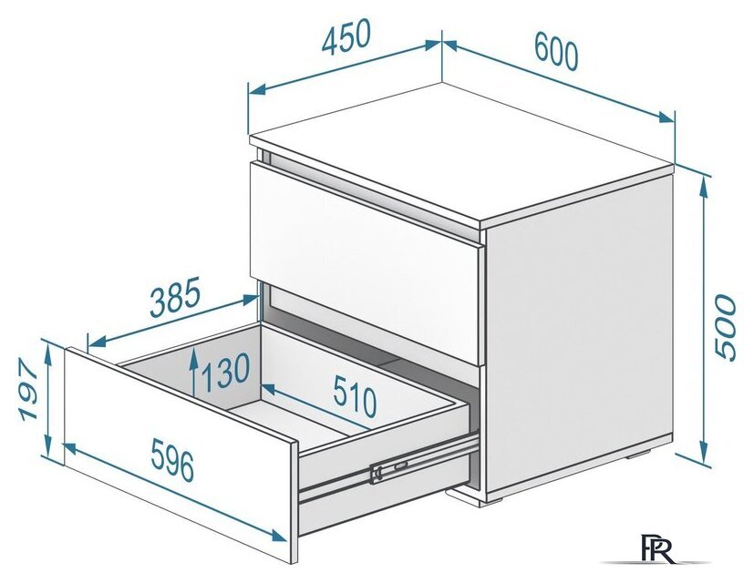 Тумба Кортекс-мебель Бари 60 2ш (дуб сонома/дуб сонома/дуб сонома) - Изображение №4 — Интернет-магазин ПроЗаказ