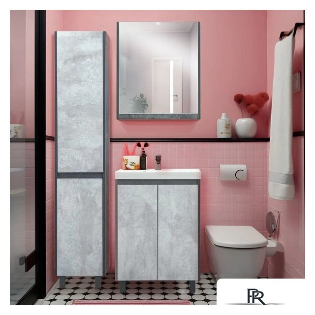  Doratiz Шкаф с зеркалом Крит 60 L 2711.168 (серый) - Изображение №7 — Интернет-магазин ПроЗаказ