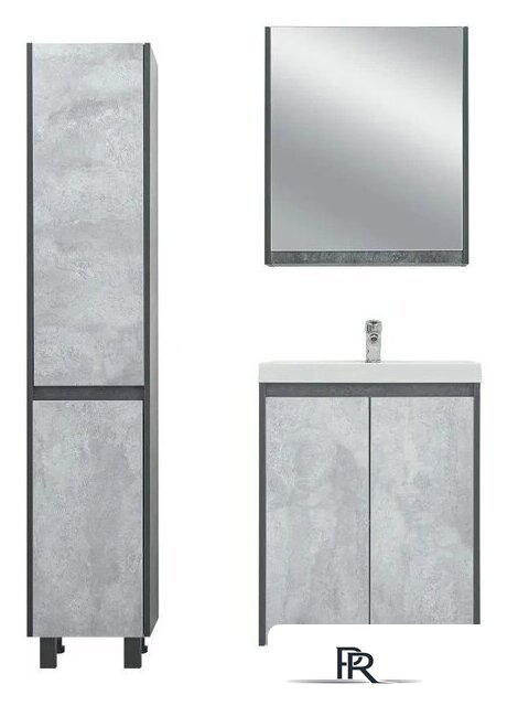  Doratiz Шкаф с зеркалом Крит 60 L 2711.168 (серый) - Изображение №6 — Интернет-магазин ПроЗаказ