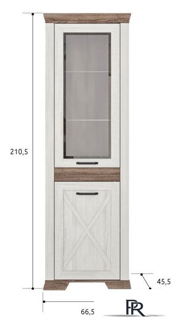 Шкаф-витрина Black Red White Marselle REG1W1DL (ясень снежный/дуб сонома темный) - Изображение №3 — Интернет-магазин ПроЗаказ