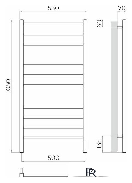 Полотенцесушитель TERMINUS Ватикан П10 500x1050 (хром, Quick Touch) - Изображение №3 — Интернет-магазин ПроЗаказ