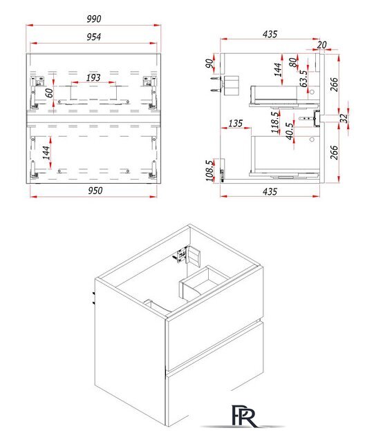  ЗОВ Тумба под умывальник Лира 100 L100MW0MWGVG-KP13W (белый/белый глянец) - Изображение №5 — Интернет-магазин ПроЗаказ