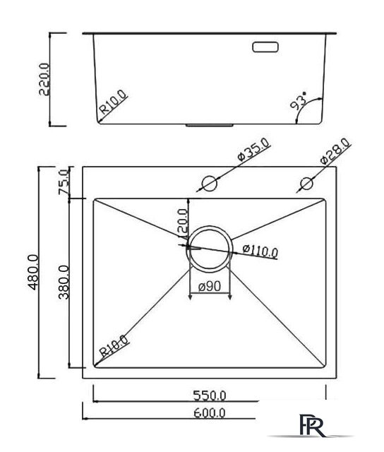 Кухонная мойка Roxen Simple 560220-60B PVD графит (с коландером и дозатором) - Изображение №14 — Интернет-магазин ПроЗаказ