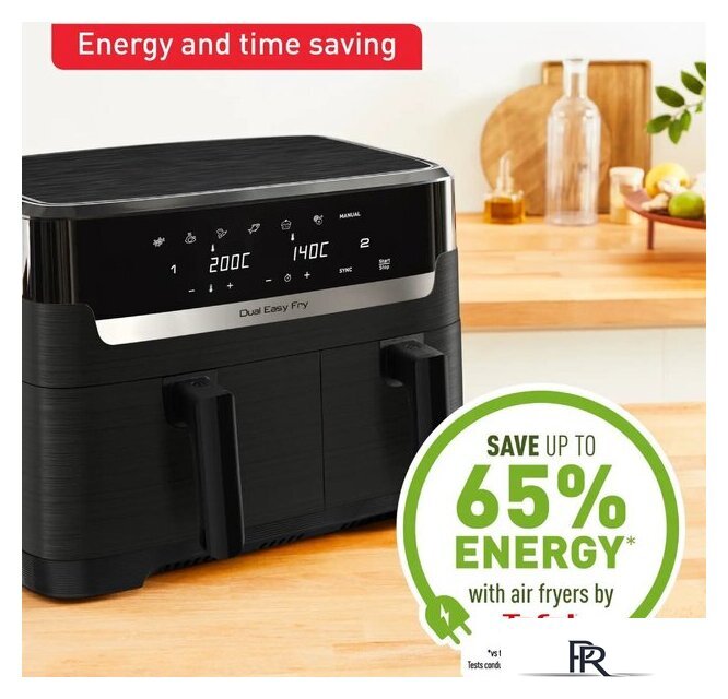 Аэрогриль (аэрофритюрница) Tefal Dual Easy Fry Essential XXL Air Fryer EY901N (черный) - Изображение №3 — Интернет-магазин ПроЗаказ
