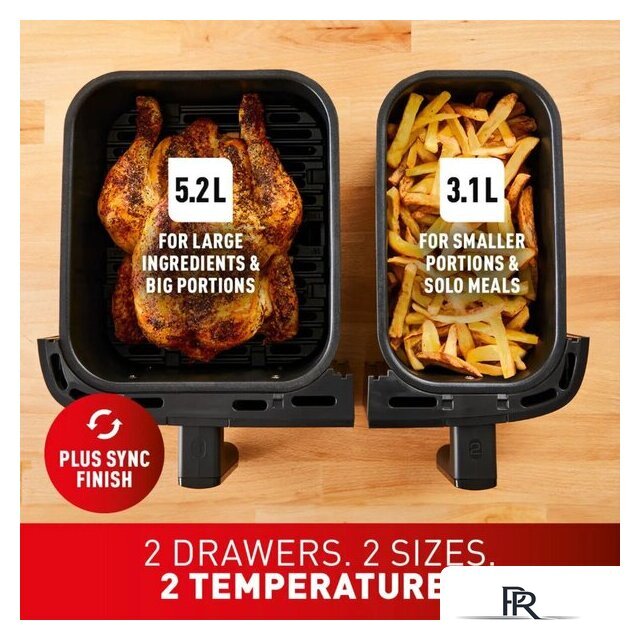 Аэрогриль (аэрофритюрница) Tefal Dual Easy Fry Essential XXL Air Fryer EY901N (черный) - Изображение №4 — Интернет-магазин ПроЗаказ