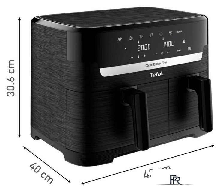 Аэрогриль (аэрофритюрница) Tefal Dual Easy Fry Essential XXL Air Fryer EY901N (черный) - Изображение №2 — Интернет-магазин ПроЗаказ