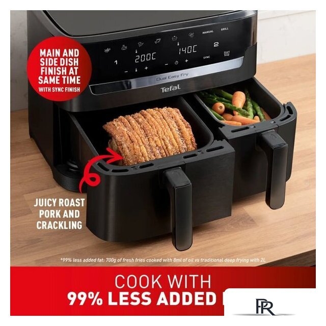 Аэрогриль (аэрофритюрница) Tefal Dual Easy Fry Essential XXL Air Fryer EY901N (черный) - Изображение №7 — Интернет-магазин ПроЗаказ