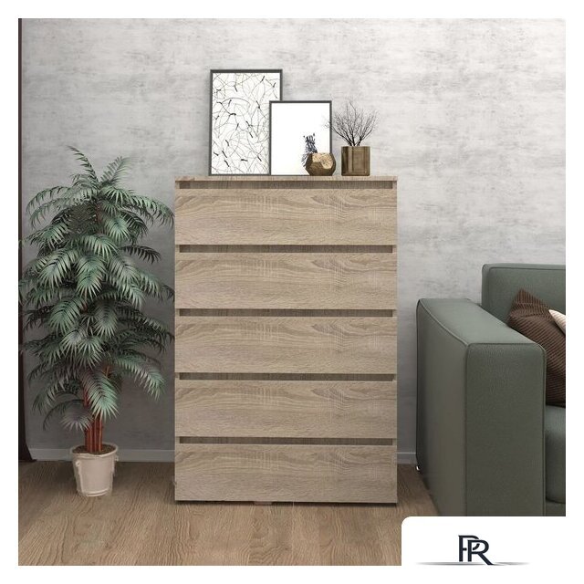 Комод Кортекс-мебель Бари 80 5ш (дуб сонома/дуб сонома/дуб сонома) - Изображение №3 — Интернет-магазин ПроЗаказ