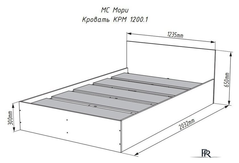 Кровать ДСВ Мори КРМ 1200.1 (графит) - Изображение №2 — Интернет-магазин ПроЗаказ
