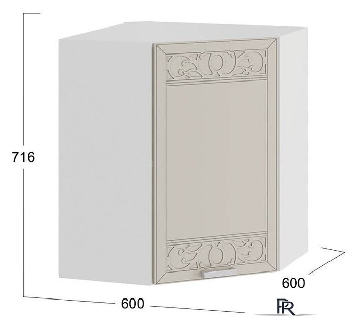 Шкаф навесной Трия Долорес 1В6У (белый/крем) - Изображение №3 — Интернет-магазин ПроЗаказ