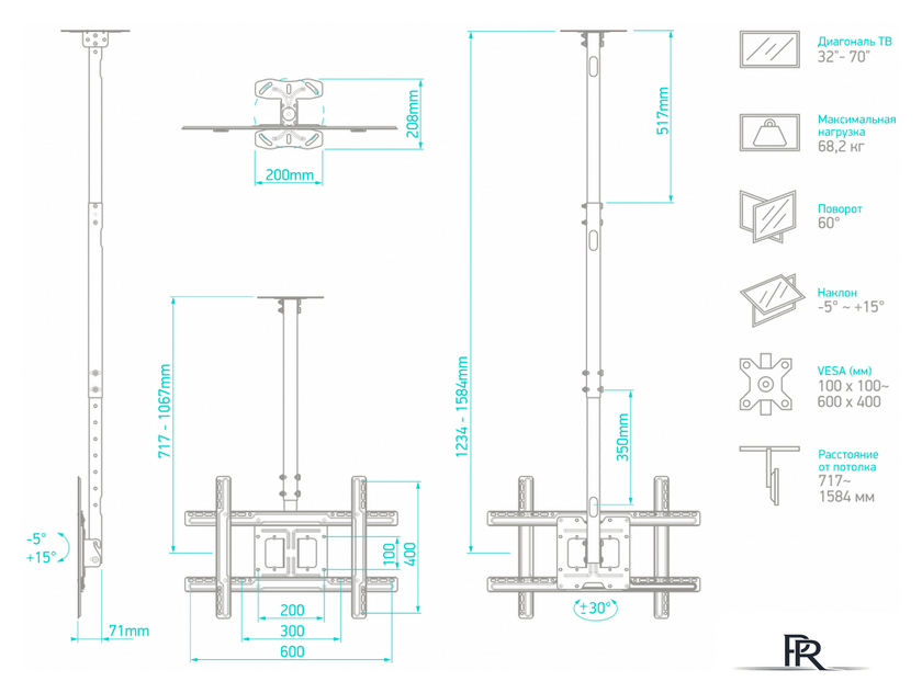 Кронштейн для телевизора Onkron N1L (черный) - Изображение №8 — Интернет-магазин ПроЗаказ