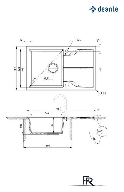 Кухонная мойка Deante ZQN_N11F - Изображение №2 — Интернет-магазин ПроЗаказ