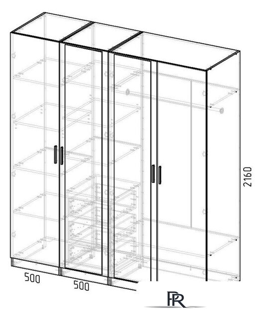 Шкаф распашной Интермебель Марсель-8 МР 01-08 (дуб крафт золотой) - Изображение №3 — Интернет-магазин ПроЗаказ