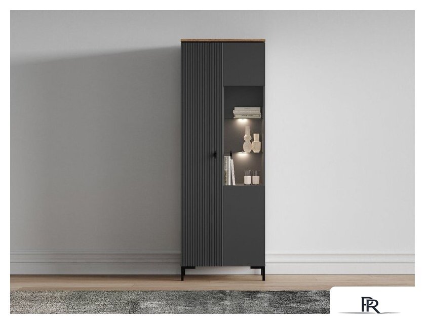 Шкаф-витрина Black Red White San Gimignano REG1D1W с подсветкой (антрацитовый/дуб нокс) - Изображение №2 — Интернет-магазин ПроЗаказ