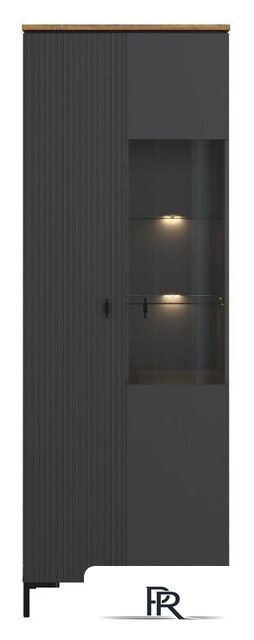 Шкаф-витрина Black Red White San Gimignano REG1D1W с подсветкой (антрацитовый/дуб нокс) - Изображение №1 — Интернет-магазин ПроЗаказ