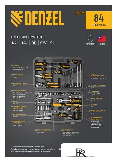 Набор домашнего мастера Denzel 15802 (84 предмета) - Изображение №27 — Интернет-магазин ПроЗаказ