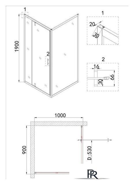 Душевая дверь Niagara NG-83-9AB 90x190 - Изображение №3 — Интернет-магазин ПроЗаказ