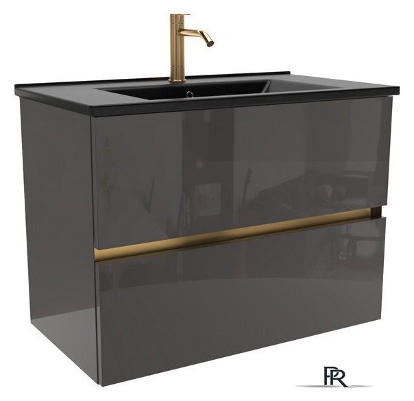  ЗОВ Тумба под умывальник Лира 100 L100MWFMLGVG (графель глянец) - Изображение №2 — Интернет-магазин ПроЗаказ