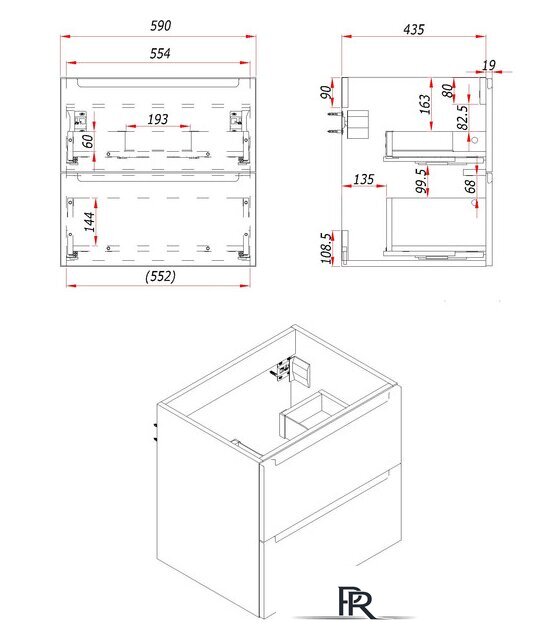  ЗОВ Тумба с умывальником Дион 60 D60LWP0M9003MKV5-OL60 (белый матовый) - Изображение №5 — Интернет-магазин ПроЗаказ