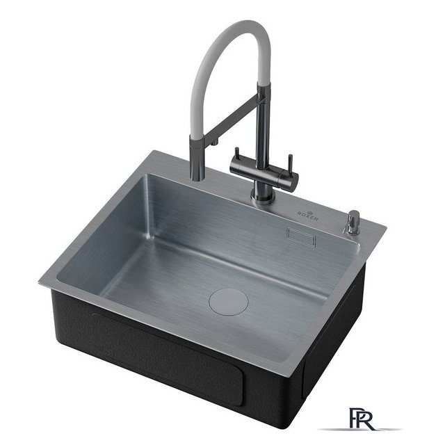 Кухонная мойка Roxen Simple 560220-60 сатин (с коландером и дозатором) - Изображение №8 — Интернет-магазин ПроЗаказ