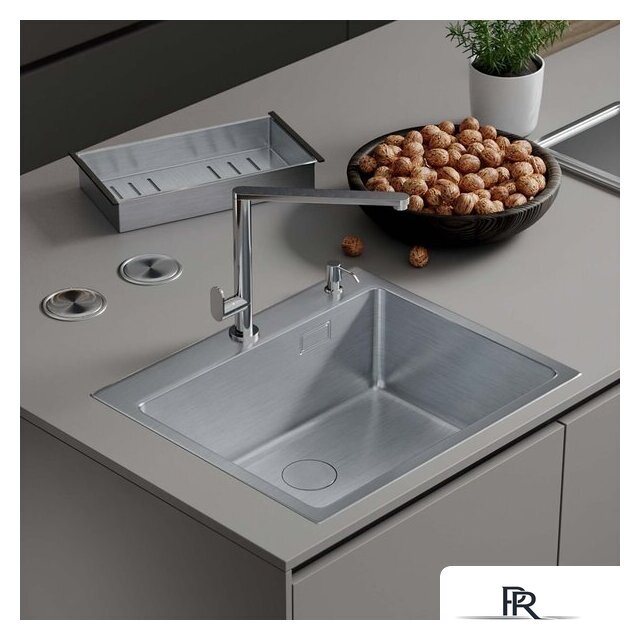 Кухонная мойка Roxen Simple 560220-60 сатин (с коландером и дозатором) - Изображение №1 — Интернет-магазин ПроЗаказ